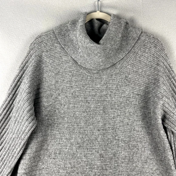Anthropologie Moth Cowl Neck Sweater Women Large Gray Ribbed Soft Minimal Slouch - Picture 2 of 16